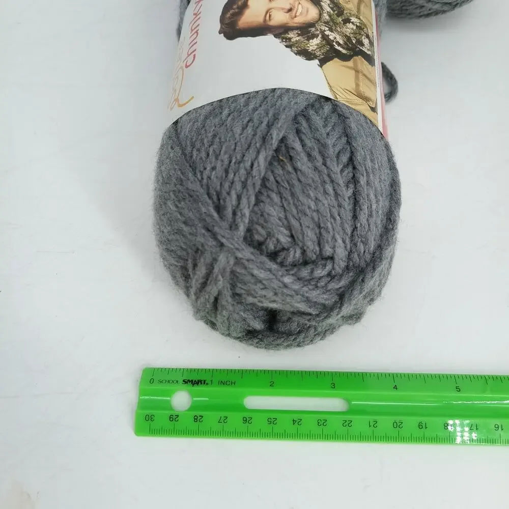 Bernat Softee Chunky Yarn Lot True Gray 2 Pack #6 Super Bulky 3.5 oz 100g 28044